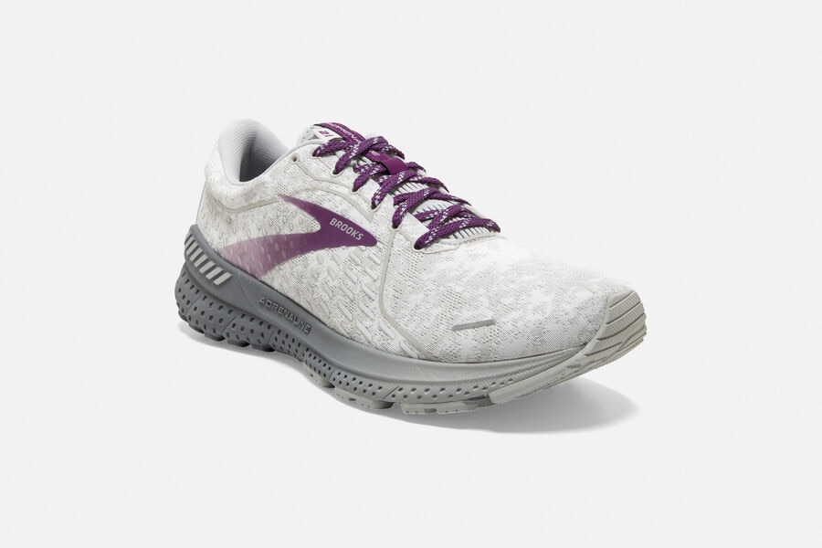 Brooks Running Shoes - Adrenaline GTS 21 Road Womens - White/Purple - SVX-417965